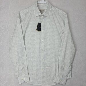 Bugatchi Ooohcotton Platinum 8 Way Stretch Button Front Long Sleeve Shirt M NWT